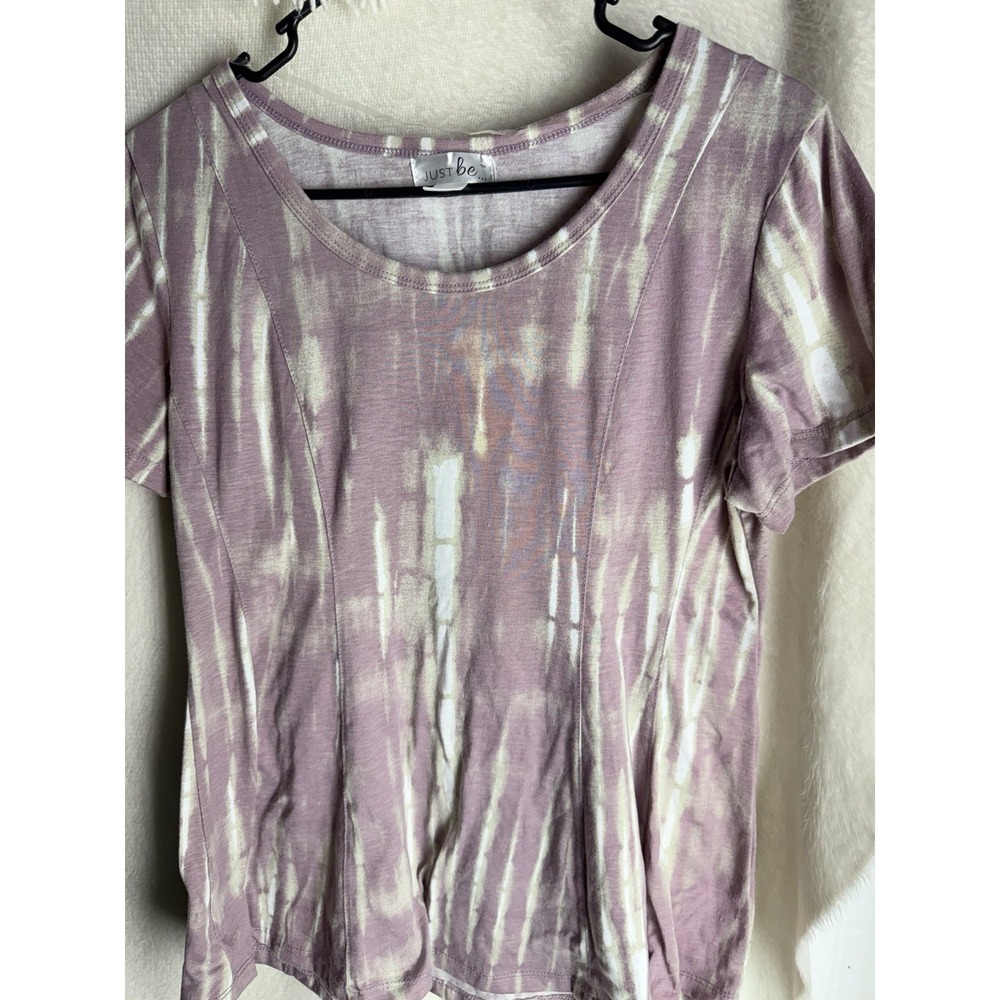 Just‎ Be Top Womens 1X Purple Tie Dye T-Shirt Short Sleeve 95% Polyester Plus